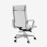 Eames Ribbed Office Chair EA 119 - High Back Support | White Leather